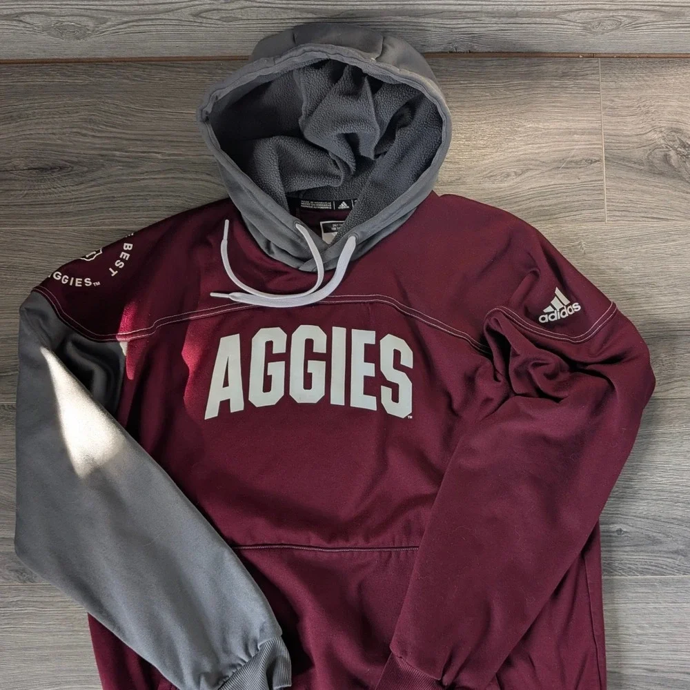 Adidas Texas A&M Aggies Aeroready Hoodie Mens Maroon Grey Size Large